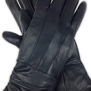 Luxurious soft women's black leather sheepskin lea